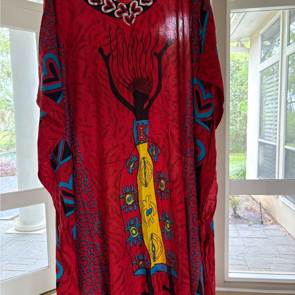 Red and Black Maxi Dress/Caftan for Resort Wear